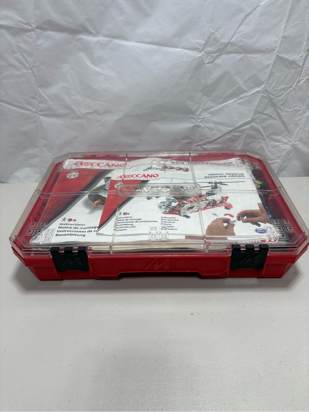 Meccano Set Kit in Red and Clear Carry Case